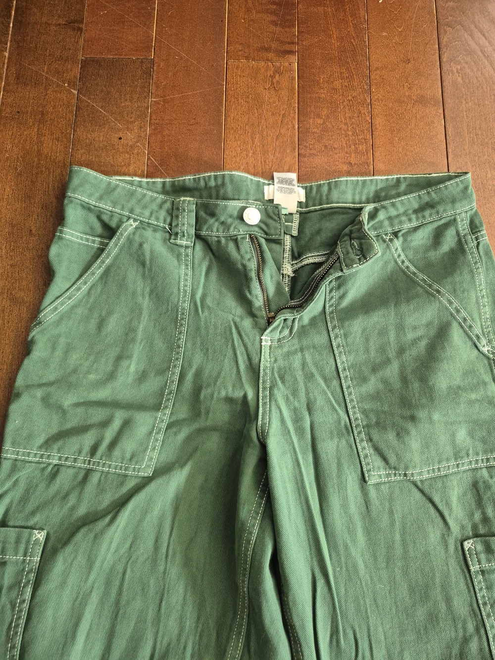 Garage Green Carpenter-Style Wide Leg Pants Size 9 - Picture 3 of 6